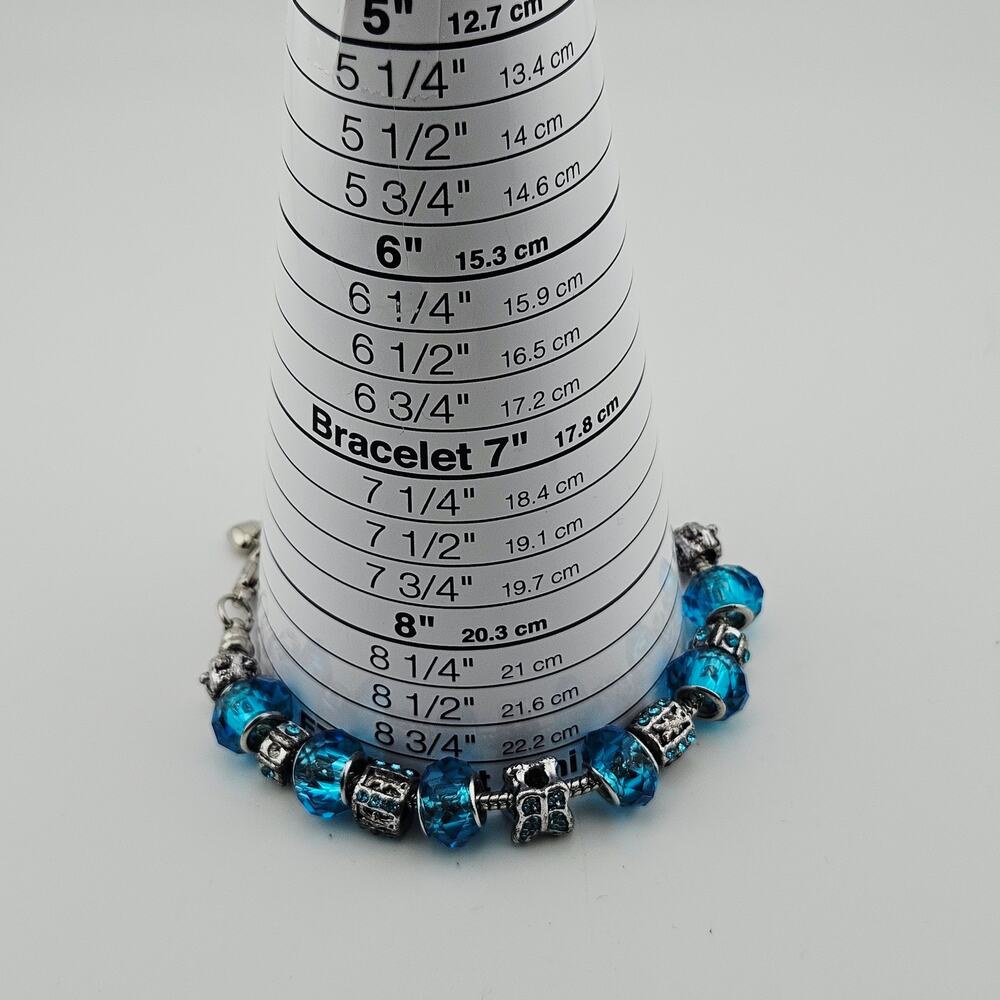 Bella Charms Slide Style Beaded Charm Bracelet Silver Tone Blue Butterfly Fairy - Picture 6 of 6